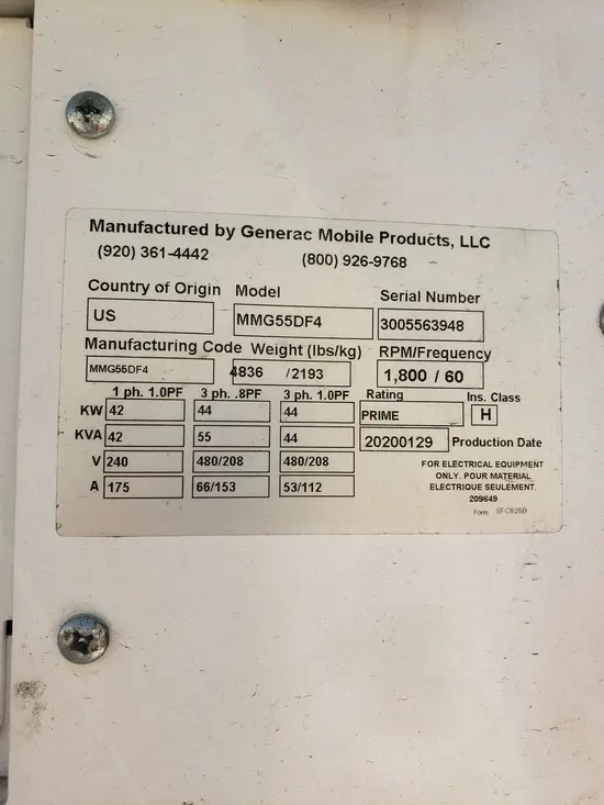 2020 Magnum Pro MMG55DF4CAN Diesel Generator