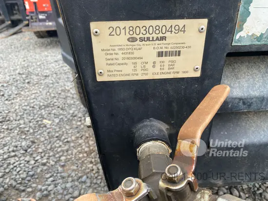 2018 Sullair 185DPQ-KU-T3 Air Compressor