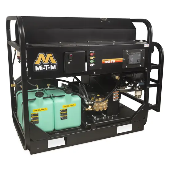 Black and green Mi-T-M 3,500 psi pressure washer