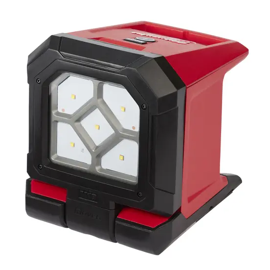 Red and black Milwaukee portable LED light